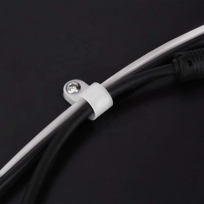 White Nylon R Type Cable Clamp Screw Mount Plastic Clips For Holding Wires